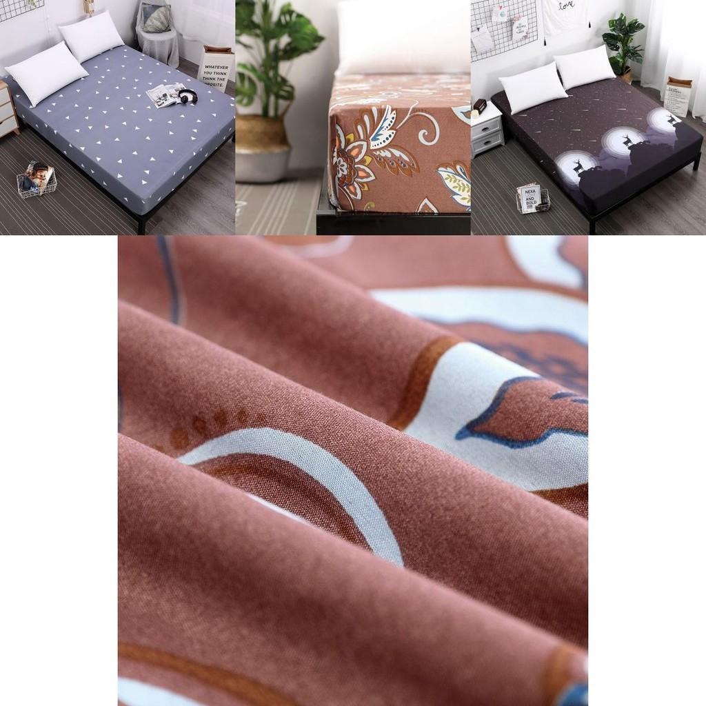 Elegant Floral Stripes Printed Mattress Protective Cover With Dustproof Fitted Sheet