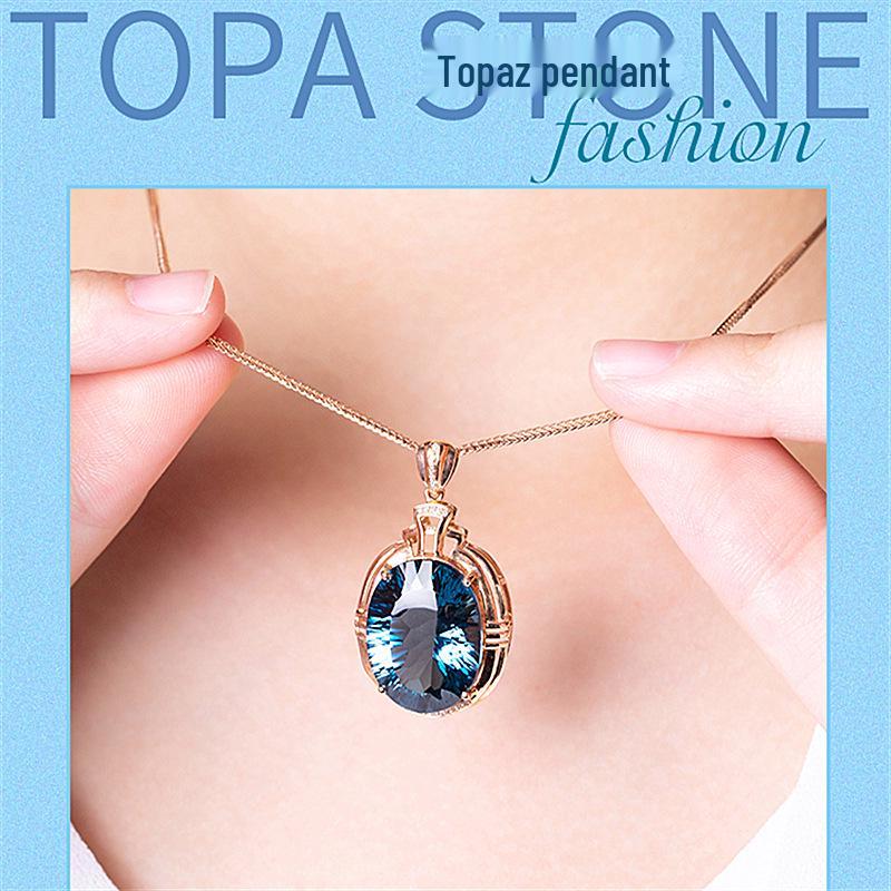 Подвеска-ожерелье с синим топазом Jinjiahua и южноафриканским бриллиантом