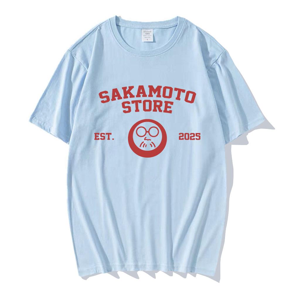 Футболки Sakamoto Store EST 2025 с принтом «Мультяшная манга» и «Дни Сакамото», футболка с коротким рукавом, хлопковая мужская футболка, унисекс, уличная одежда