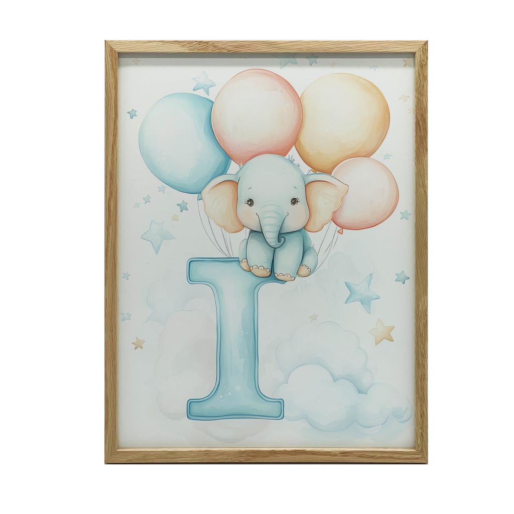 Poster Elephant On the Letter I Poster Elephant On the Letter I, 70X100 Cm, Frameless, Premium Canvas On Stretcher
