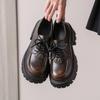 Fashion 2024 Autumn and Winter Thick Sole Loafers Women Small Leather Shoes New Square Heels Lace-up Muffin Mary Jane Shoes