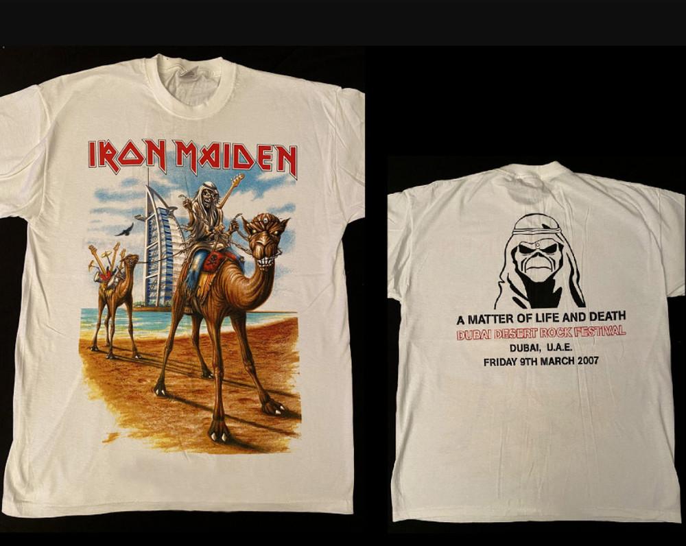 Rare Iron Maiden 2007 Dubai Tour Shirt – Reversible Event Tee for Collectors