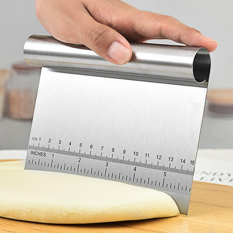 Скребок для торта и нож для теста из нержавеющей стали с мерной шкалой, DIY лопатки для теста и выпечки, Аксессуары для выпечки хлеба