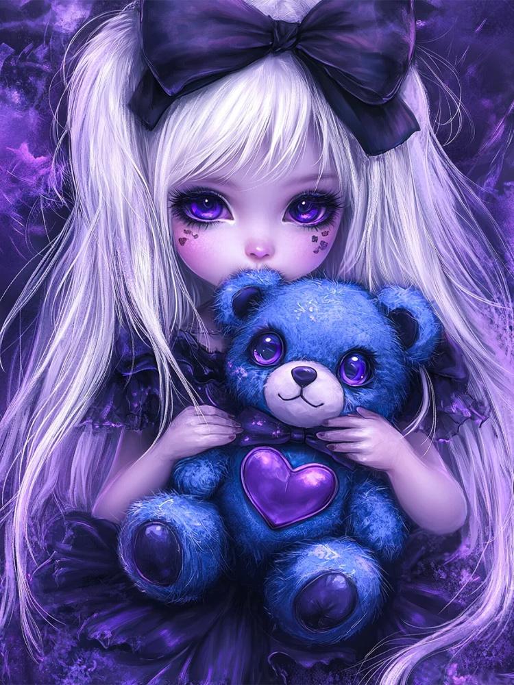 5DDIYGothic мультяшная девушка, алмазная мозаика, квадратная круглая алмазная картина, новинка 2024 года, мультяшная фея, подарок на Хэллоуин, украшение для дома