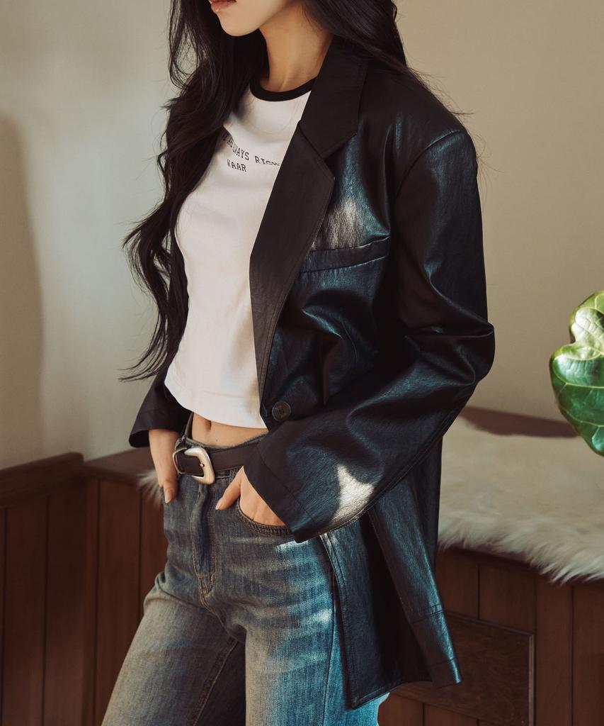 Waarforwoman Leather Pocket Jacket Single