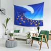 Large Blue Ocean Wave Tapestry Wall Hanging Tropical Fish Coastal Boho Beach Decor Art for Living Room Bedroom Nursery Water Sce