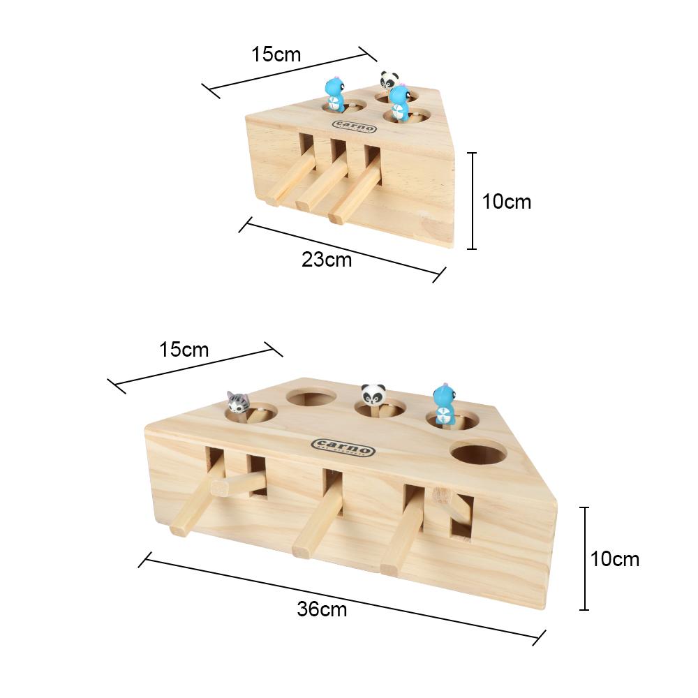 Wooden Cat Hunt Toy Catch Bite Indoor Funny Teasing With 3/5-holed Mouse Holes Pet Hit Hamster Cat Catching Mouse Pet Supplies Interactive Puzzle Toys