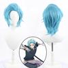 Hoshino Akuamarin Cosplay Wig Anime Aqua Stage Play Wigs Short Blue Cruly Heat Resistant Synthetic Hair Party Wigs + Wig Cap