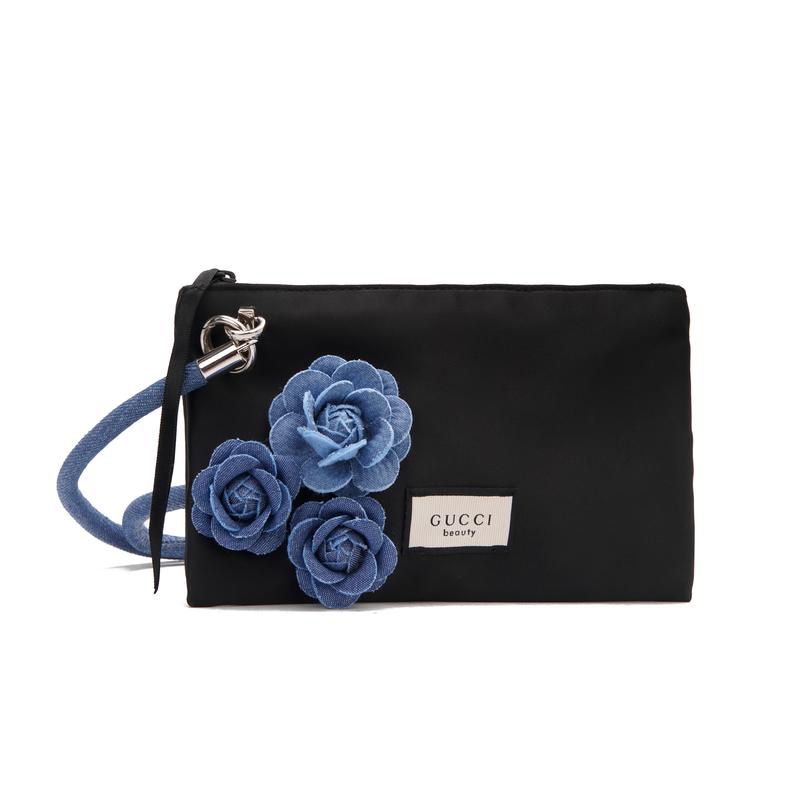 Gucci Стиль DIY Косметичка Джинсовый Дневник Год Лошади Ограниченная серия CNY Джинсовая Роза Премиум Лаоцяньфэн Черный Шелковый Конверт черный