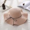 French Style Folding Straw Hats Spring Summer Women's Sun Hat Pearls Strap Straw Hat  Female