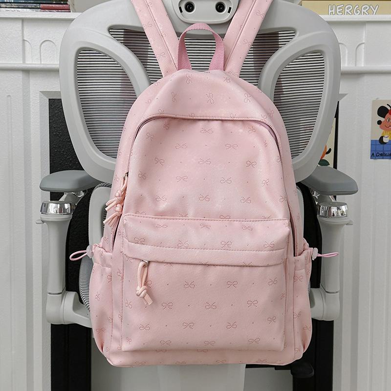 Schoolbag High value niche schoolbag Female college student lightweight backpack Junior high school student bow large capacity backpack