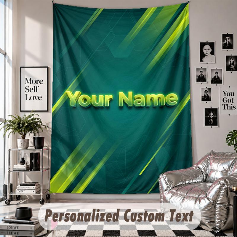 Wall Hanging Tapestry With Custom Name & Text, Aston Martin Decorative Tapestry For Bedroom