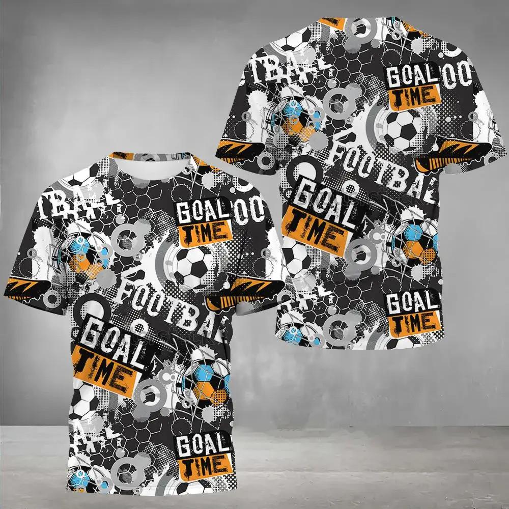 Футболка с футбольным принтом, мужская мода, лето, короткий рукав, уличная одежда, свободная мужская одежда