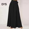 Женская юбка-брюки с широкими штанинами, на шнуровке, с бантом, с высокой талией, свободные, однотонные, с большим подолом, с глубоким шаговым швом, полная длина, повседневные, танцевальные, для выступлений, кюлоты, длинные брюки