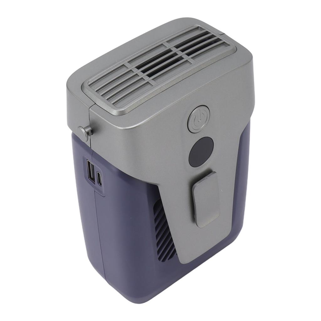 Waist Fan Power Adjustable Bladeless Hands Free Portable Mini Hanging Fan for Hiking Fishing Blue