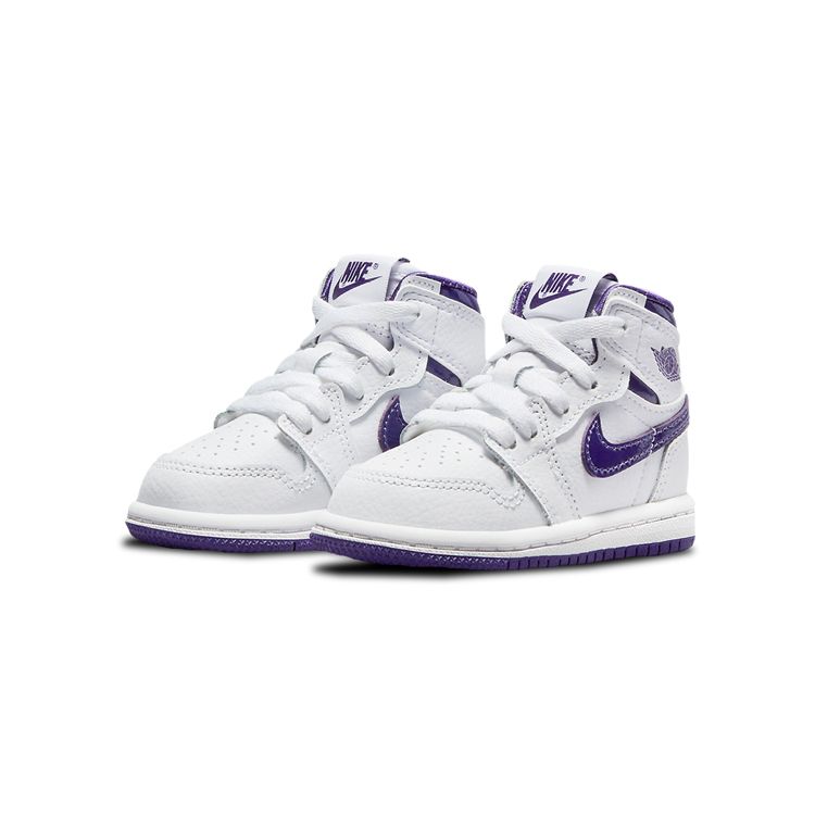 Air Jordan 1 Retro High OG TD Court Purple Детские кроссовки Белые CU0450-151