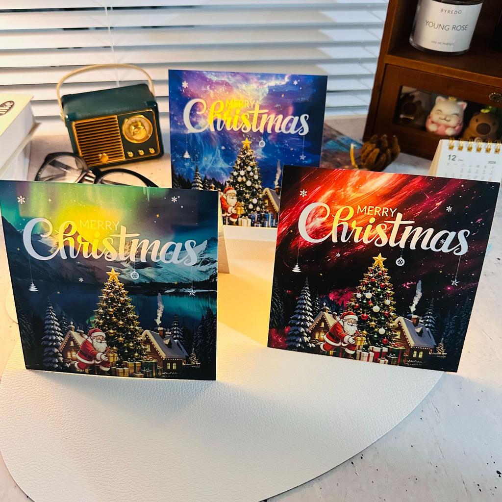 Christmas Music Lighting 3D Three-Dimensional Greeting Card Christmas Tree Blessing Premium Greeting Card Christmas Song Message Greeting Card New