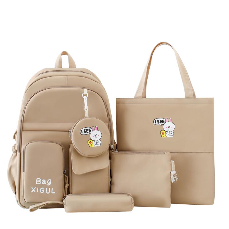 Five-Piece Backpack Set Student Schoolbag Waterproof Backpack Women's Nylon Backpack