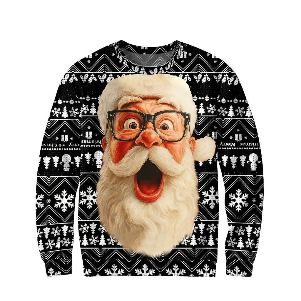 Мужской рождественский свитер с принтованным воротником