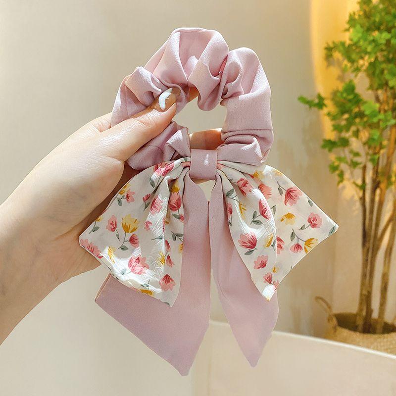 Broken Flower Bowknot Large Intestine Hair Ring Female Tie Hair Headstring Hair Band Small Scarf Ribbon Headwear