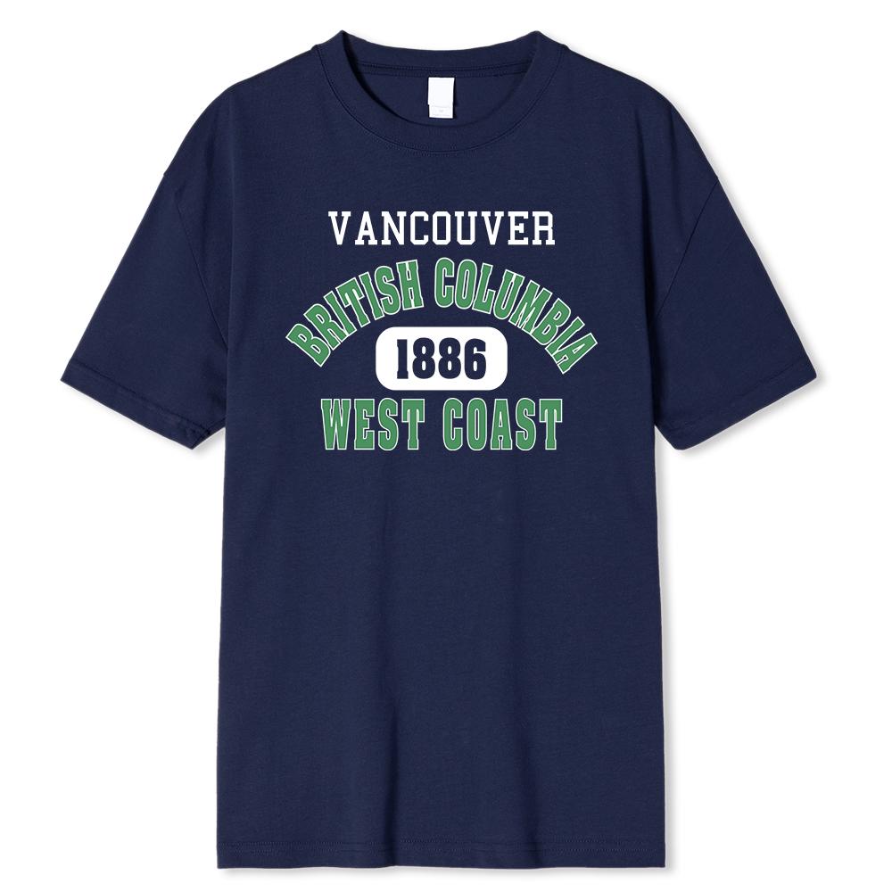 Британская Колумбия Западное побережье 1886 зеленая футболка с надписью Мужская повседневная футболка дышащая летняя футболка с коротким рукавом