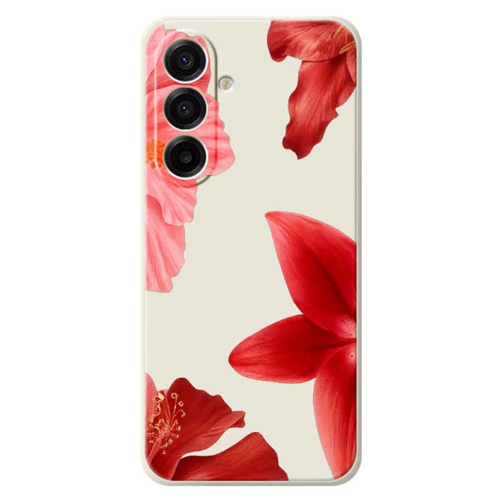For Samsung Galaxy A17 5G Case Red Flower Pattern Printing Straight Edge TPU Phone Back Cover