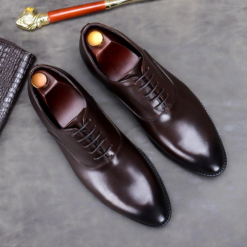 [In The Event] Genuine Leather First-Layer Cowhide Men'S Business Leather Shoes Lace-Up Low-Top Cowhide Handmade Men'S Formal Single Shoes