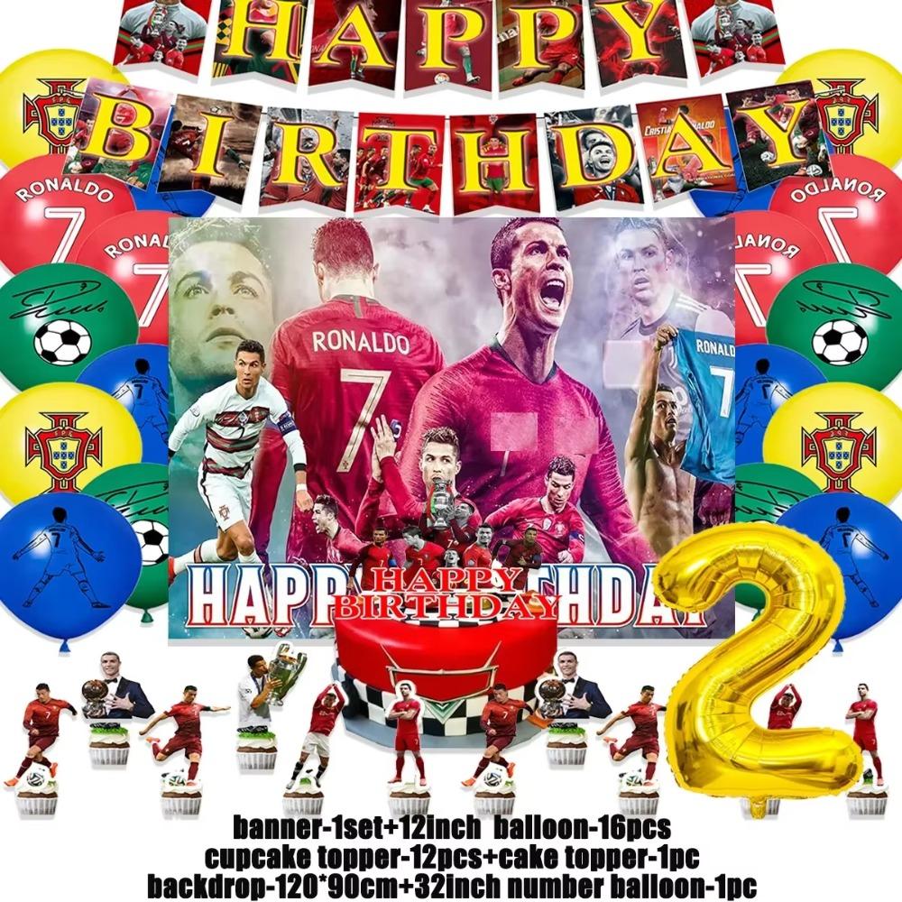 Spanish Football Player Theme Party Decoratiaons Soccer Star Balloon Set Boy Birthday Party Supplies Cr&7 Backdrop Banner Props