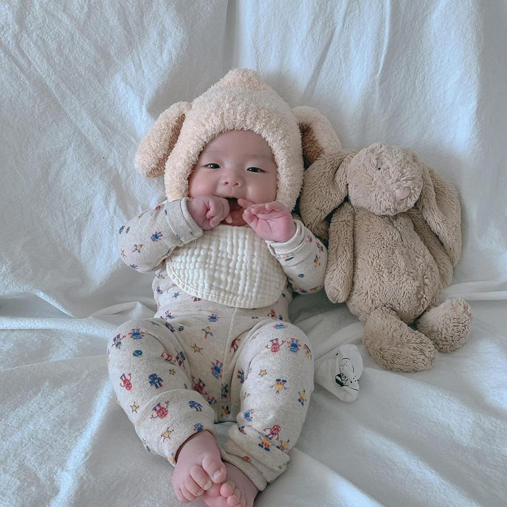 Детская вязаная шапочка для новорожденных с собачьими ушками, милая теплая защита от холода для детей, мальчиков и девочек [SLINX] (коричневый)