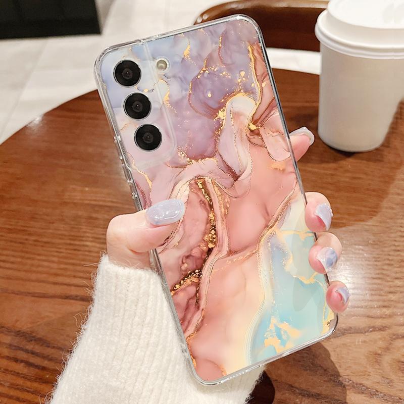 Чехол с акварельным мраморным принтом для Samsung A57 S26 Ultra A37 A17 A56 A36 A26 A16 A55 A35 A25 A15 A54 5G S21 FE S22 S23 S24 S25 Plus Прозрачный мягкий чехол из ТПУ