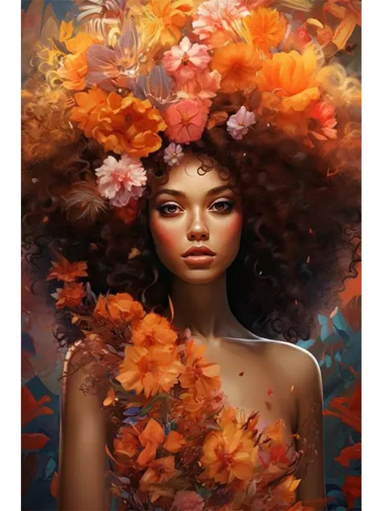 Абстрактный африканский черный женский портрет 5DDIY Алмазная живопись Искусство вышивка крестом Африканская девушка Картина Украшение гостиной
