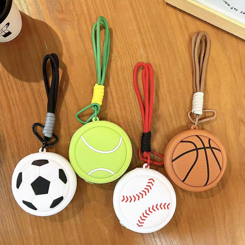 Silicone Headphone Bag Sports Ball Design Mini Storage Bag Basketball Football Zero Wallet Coin Keys Bags Pendant Portable