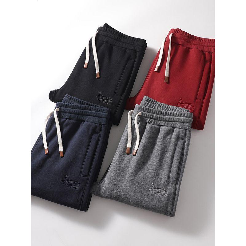 Sports Pants Men's Fall and Winter New Arrival Velvet Pants Thickened American Heavy Weight Embroider Sweatpants Export Men's Casual Pants