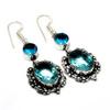 Swissblue Topaz Gemstone 925 Silver Plated Handmade Jewelry Earring 1.89"