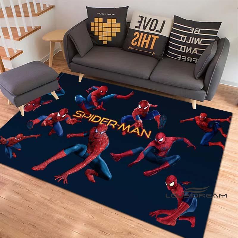 3D-Printed Cartoon Spider-Man Rug — Ideal for Home Decor (Bedroom, Living Room, etc.); Fluffy Square Carpet, Soft Area Rug, and