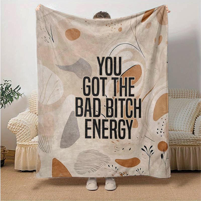 1pc Bad Bitch Energy Blanket Seasonal Universal Home Decorative Throw Blanket, Living Room, Travel .G014