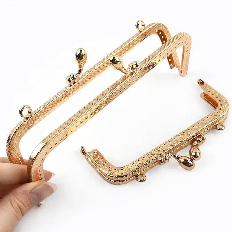 1Pcs 8.5-20Cm Metal Gold Embossed Bag Handle Purse Frame Kiss Clasp For Women'S Handbag Wallet Diy Handmade Bags Accessories