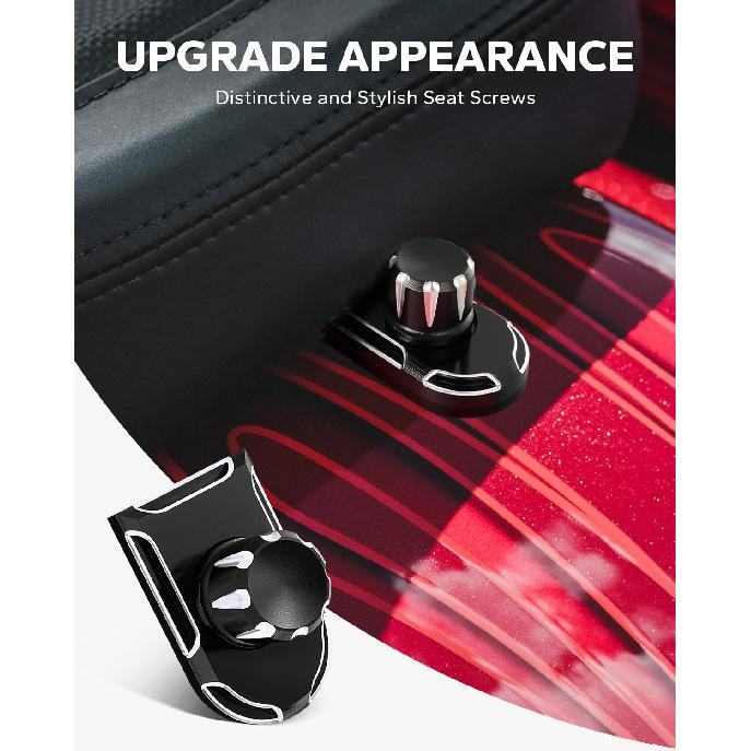 Amazicha Black Knurled Stainless Steel Screw Seat Bolt with Knob Cover Tab Compatible for Harley Davidson Touring 1996-2025