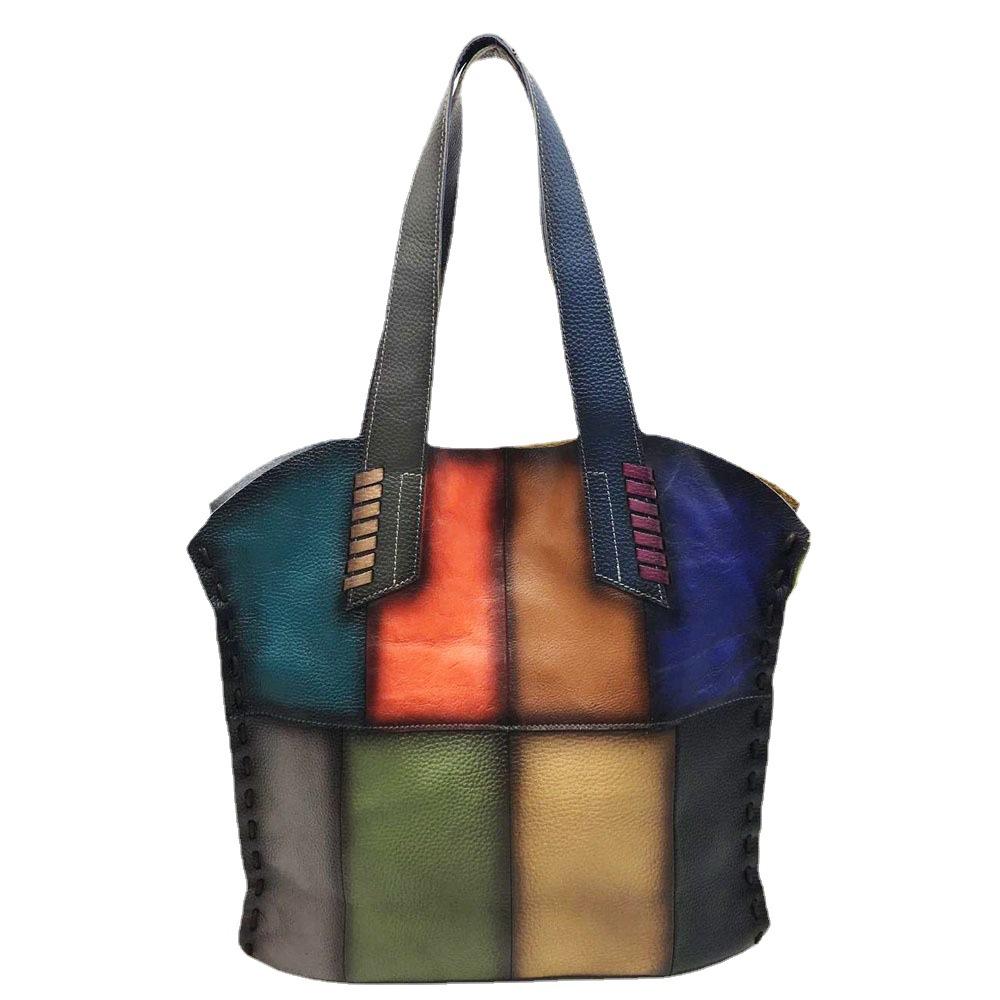 Кожаная женская сумка, сумка-тоут из сшитой вручную полированной коровьей кожи, повседневная сумка для покупок