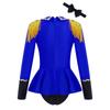 Kids Girls Circus Costume Long Sleeves Color Contrast Patchwork Tassel Buttons Adorned Cosplay Jumpsuit with Tie
