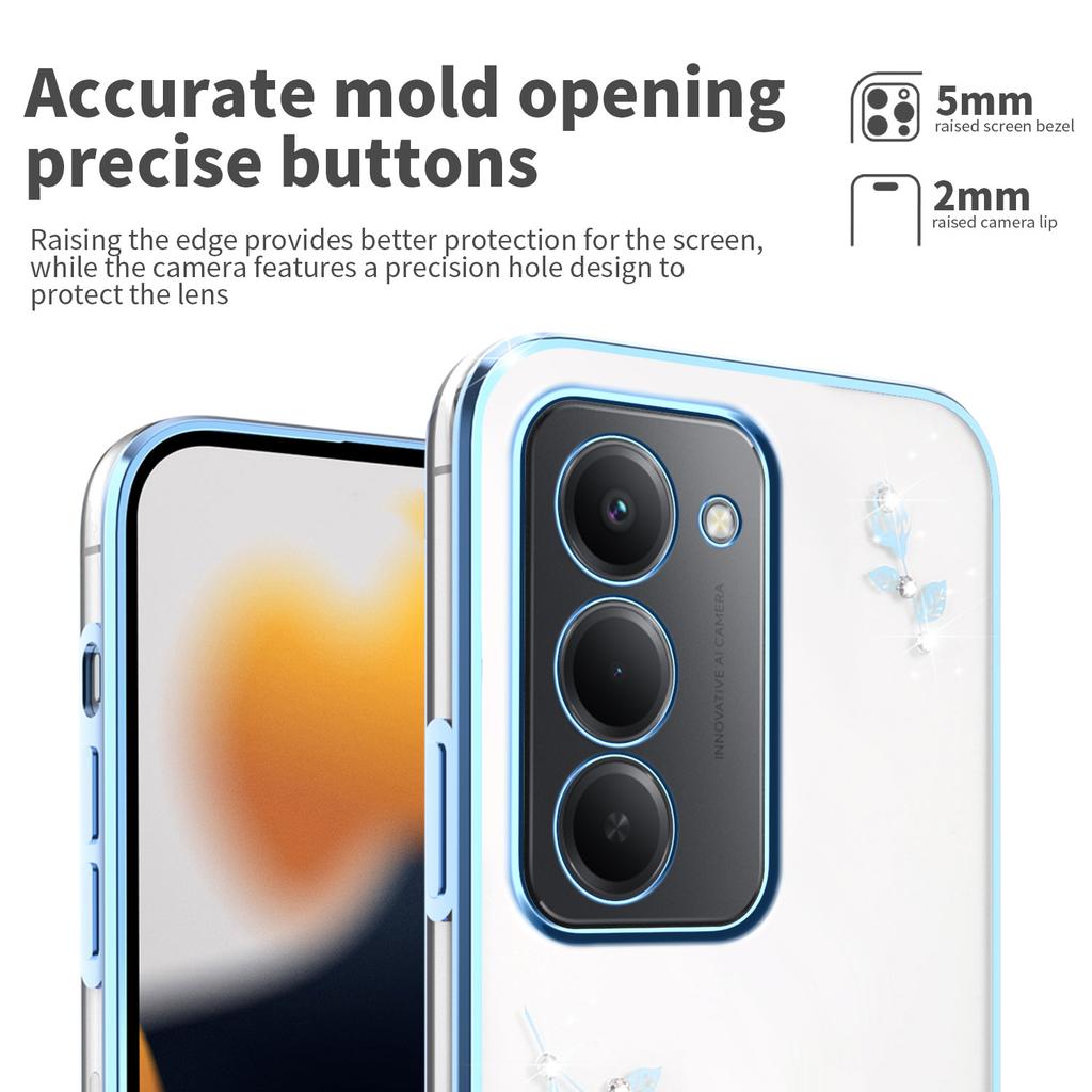 Для Xiaomi Redmi 15 5G (Глобальный) (169 мм) Чехол Цветок Декор Стразами TPU Чехол для Телефона