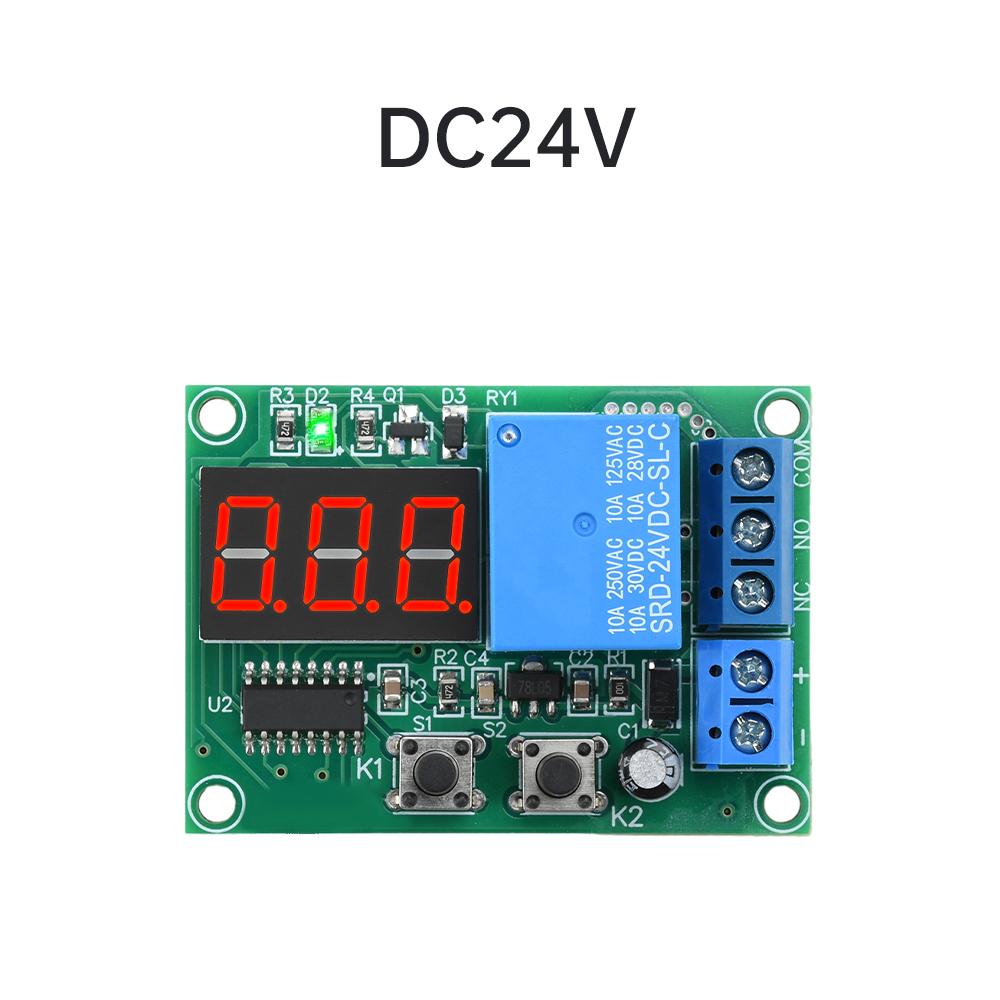 Многофункциональный цифровой реле-таймер DC12V/24V, 3-значный красный дисплей 0,36 дюйма, время задержки выключения / задержка включения / циклический режим Вкл/Выкл