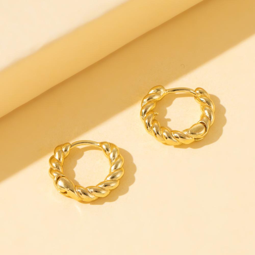 Stylish Geometric Alloy Earrings For Women Chic Simple Hoop Design