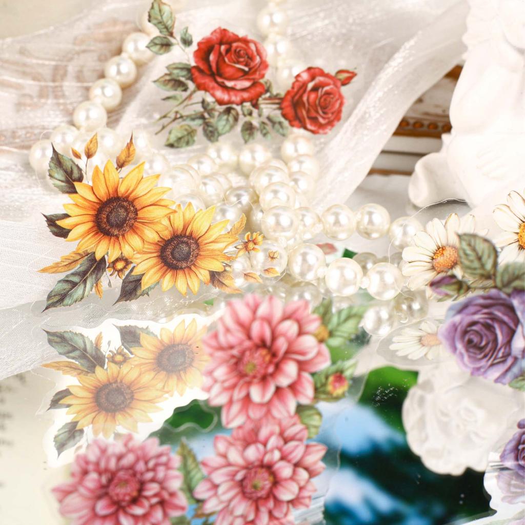20pcs light retro PET flower corner stickers art collage Junk Journal decoration scrapbook diary album school stationery