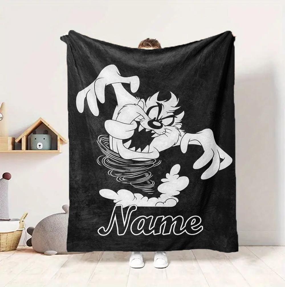 Custom Name Nightmare Cat Flannel Blanket Throw Blanket Soft Warm Sofa Bed home Decor Unique Gift