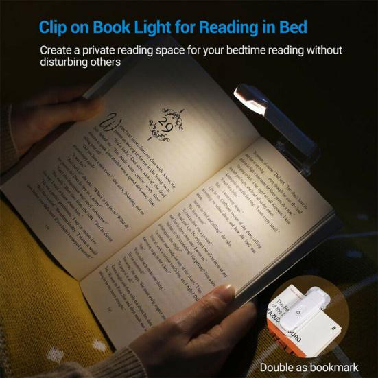 Перезаряжаемая лампа для чтения книг, регулируемая яркость, USB-зарядка, зажим, книжная лампа для общежития
