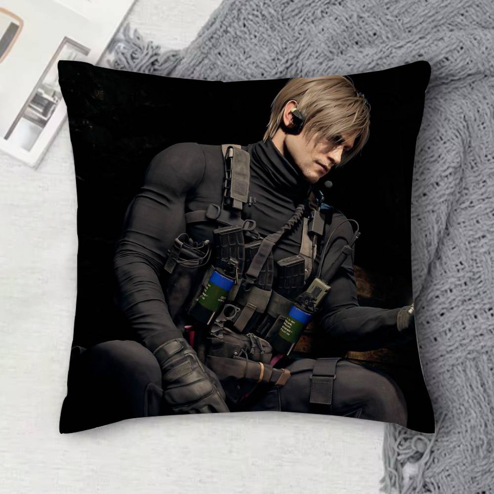 Leon R-Resident Re9 Evil 9 Double-Sided Printed Square Decorative Cushion Cover For Sofa Living Room Home Decor