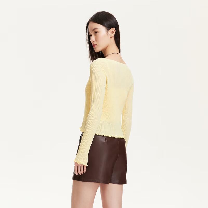 VEROMODA Ruffle V-Neck Knit Sweater