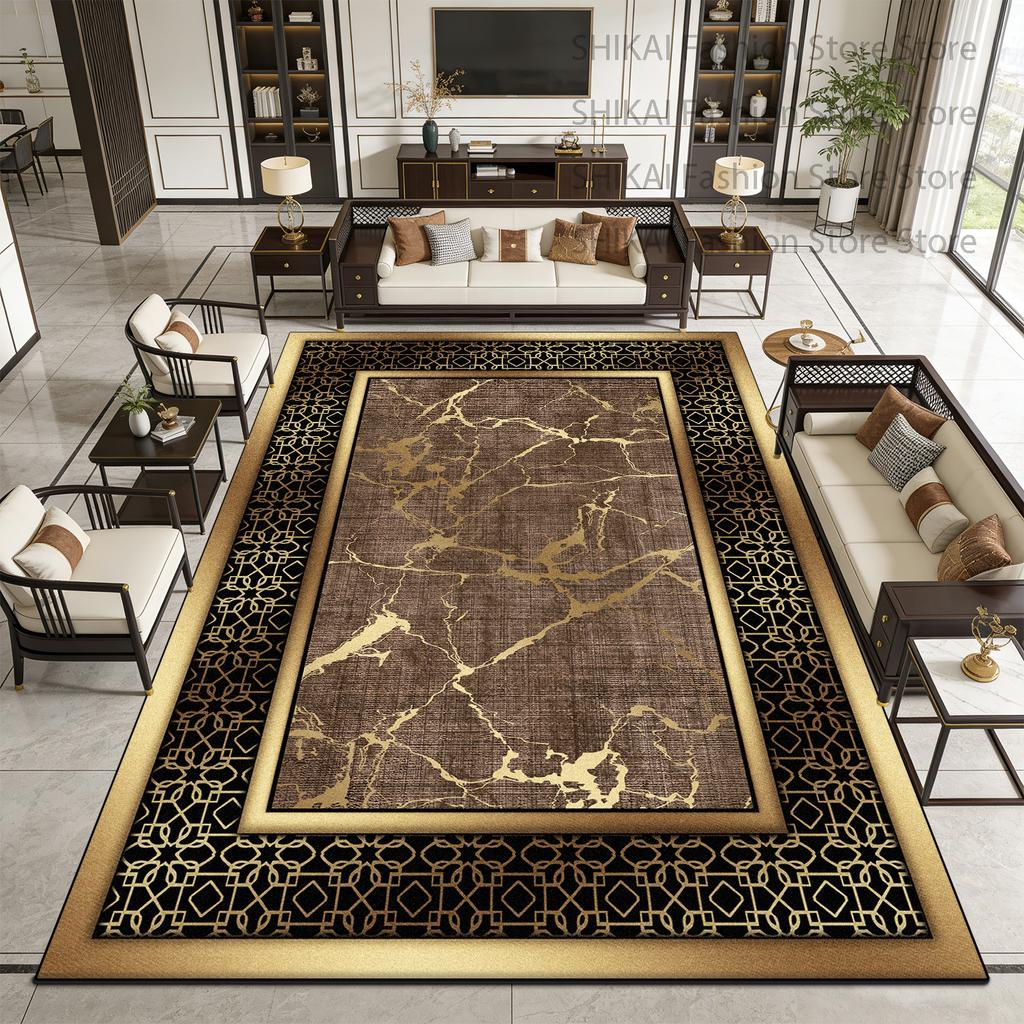 Modern Black Gold Marble Style CARPET FOR LIVE ROOM Decoration Home Washable Fluffy Rug Easy Clean Short Velvet Luxury Floor Mat