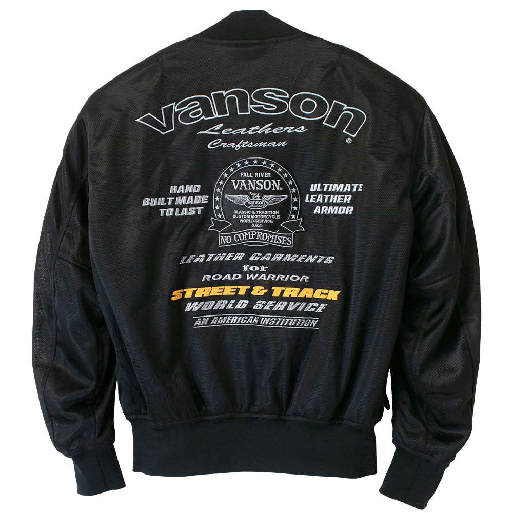 Vanson Men's Mesh MA-1 Jacket, Black/Silver